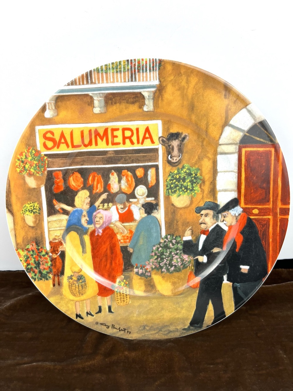 Tuscan Storefronts ‘Salumeria’ by Guy Buffet Porcelain Collectible Serving Plate